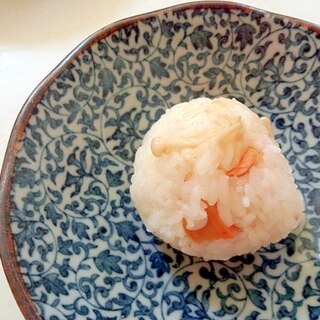長野県のエノキダケで塩鮭おにぎり